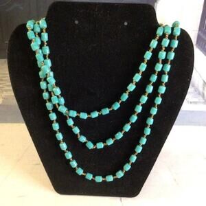 0065 NWT Turquoise-colored Acrylic Multi-strand Beaded Necklace by G. C. Miller